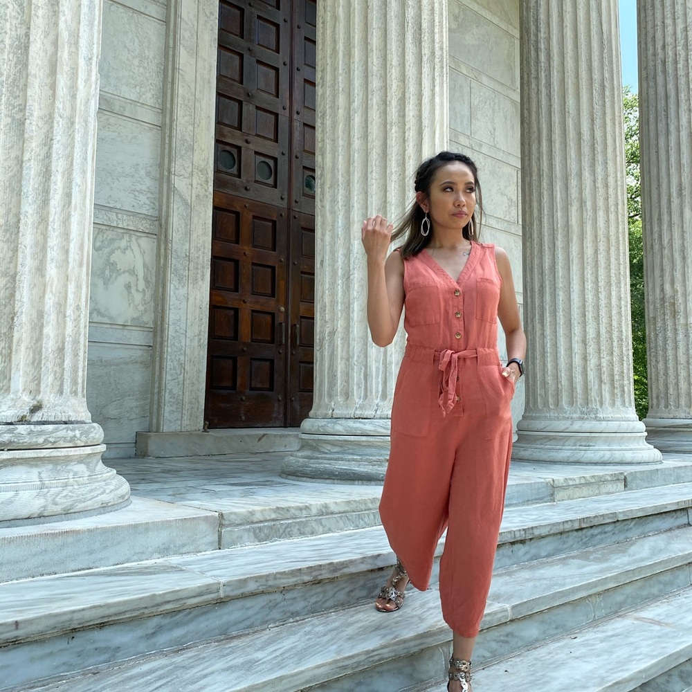 Coral Sleeveless Jumpsuit
